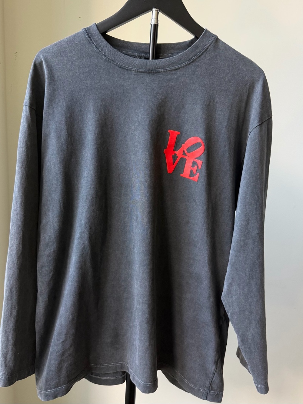 Zara x Robert Indiana Black Long Sleeve Tee with Red LOVE Chest Graphic